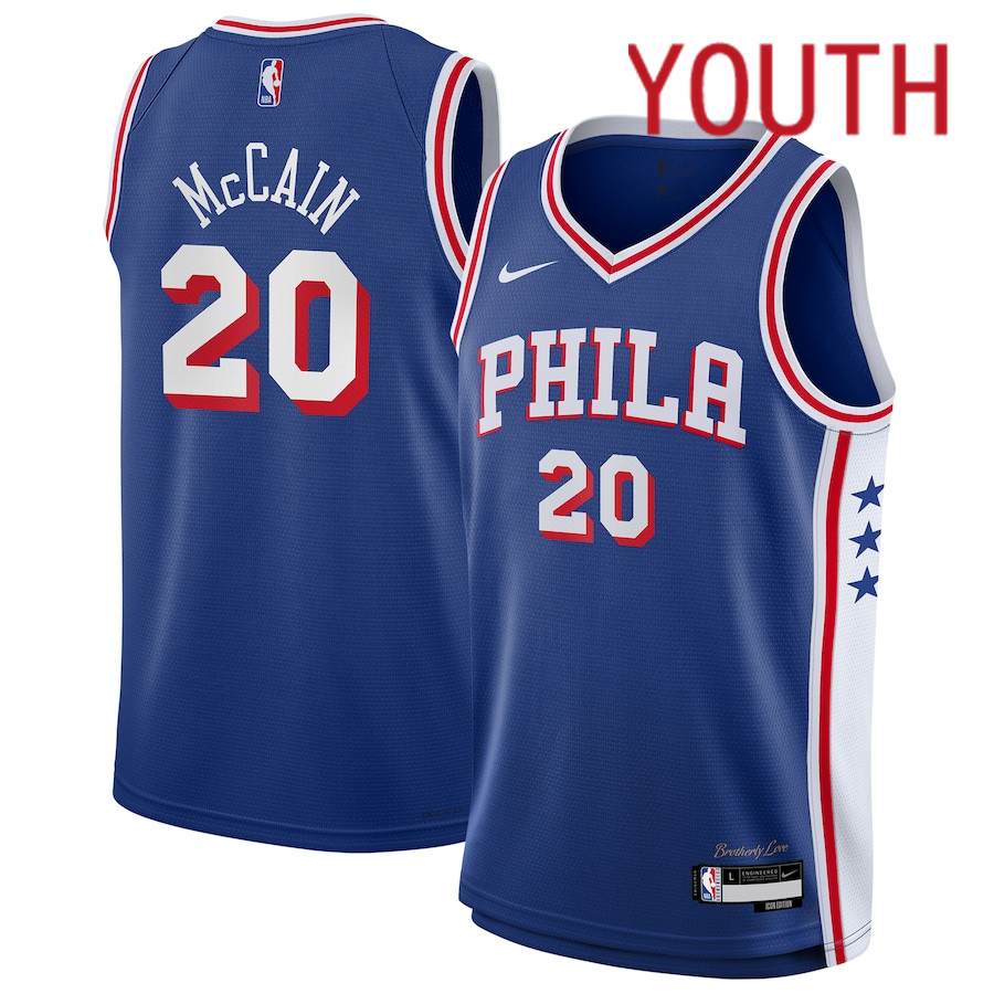 Youth Philadelphia 76ers #20 Jared McCain Nike Royal Swingman NBA Jersey